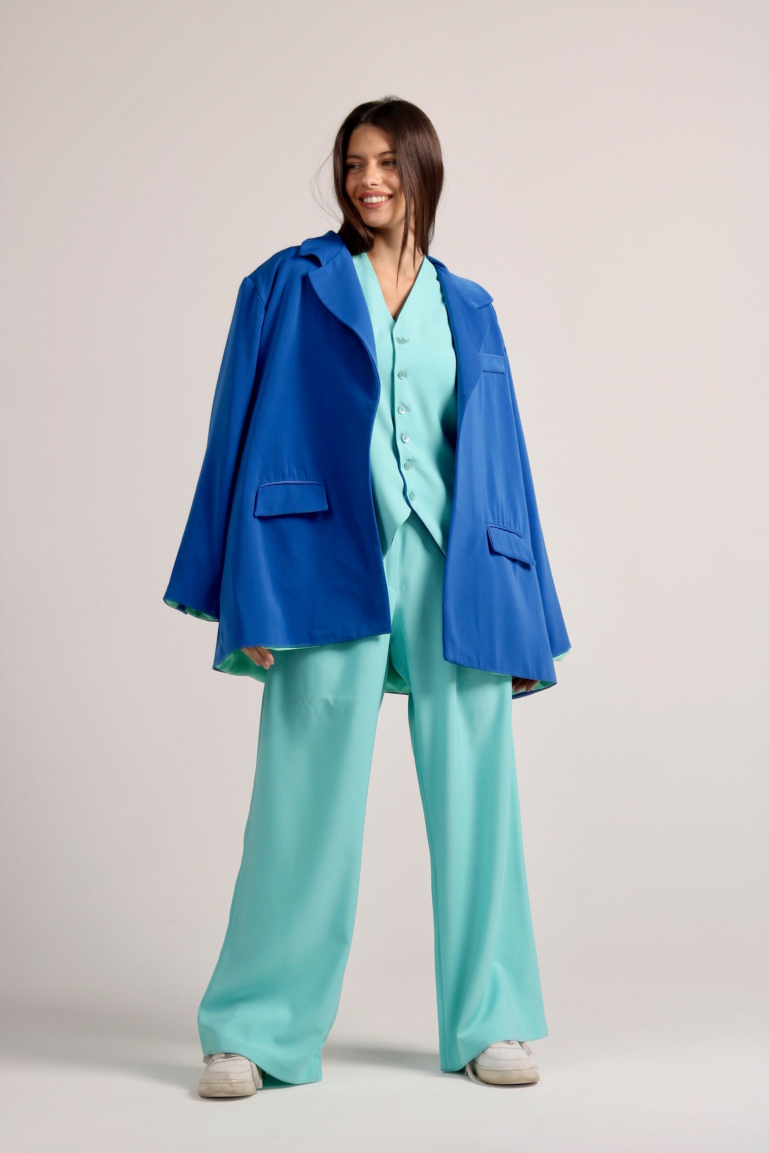 Blue hot sale oversized blazer